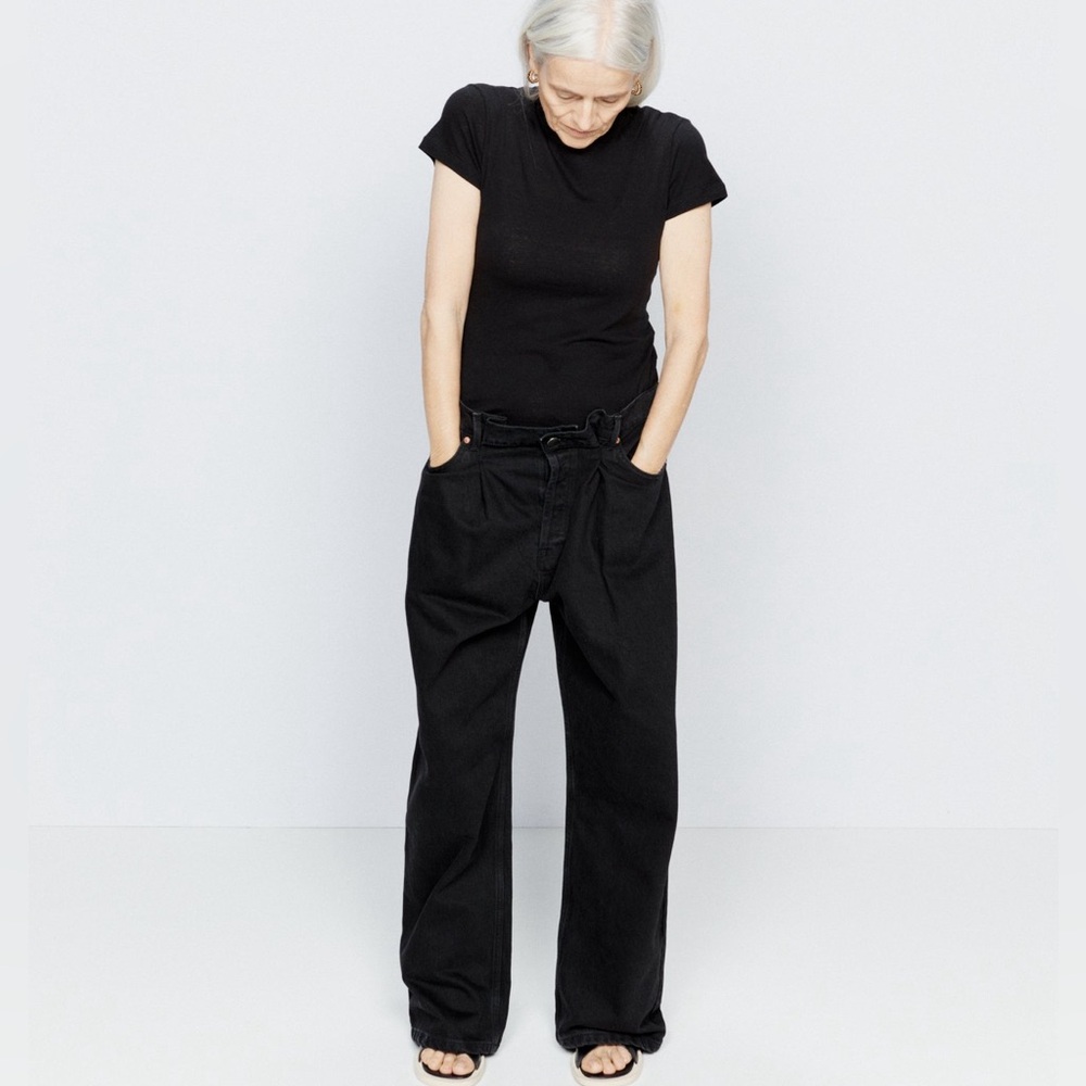 RAEY Fold black wide leg relaxed baggy boyfriend jeans